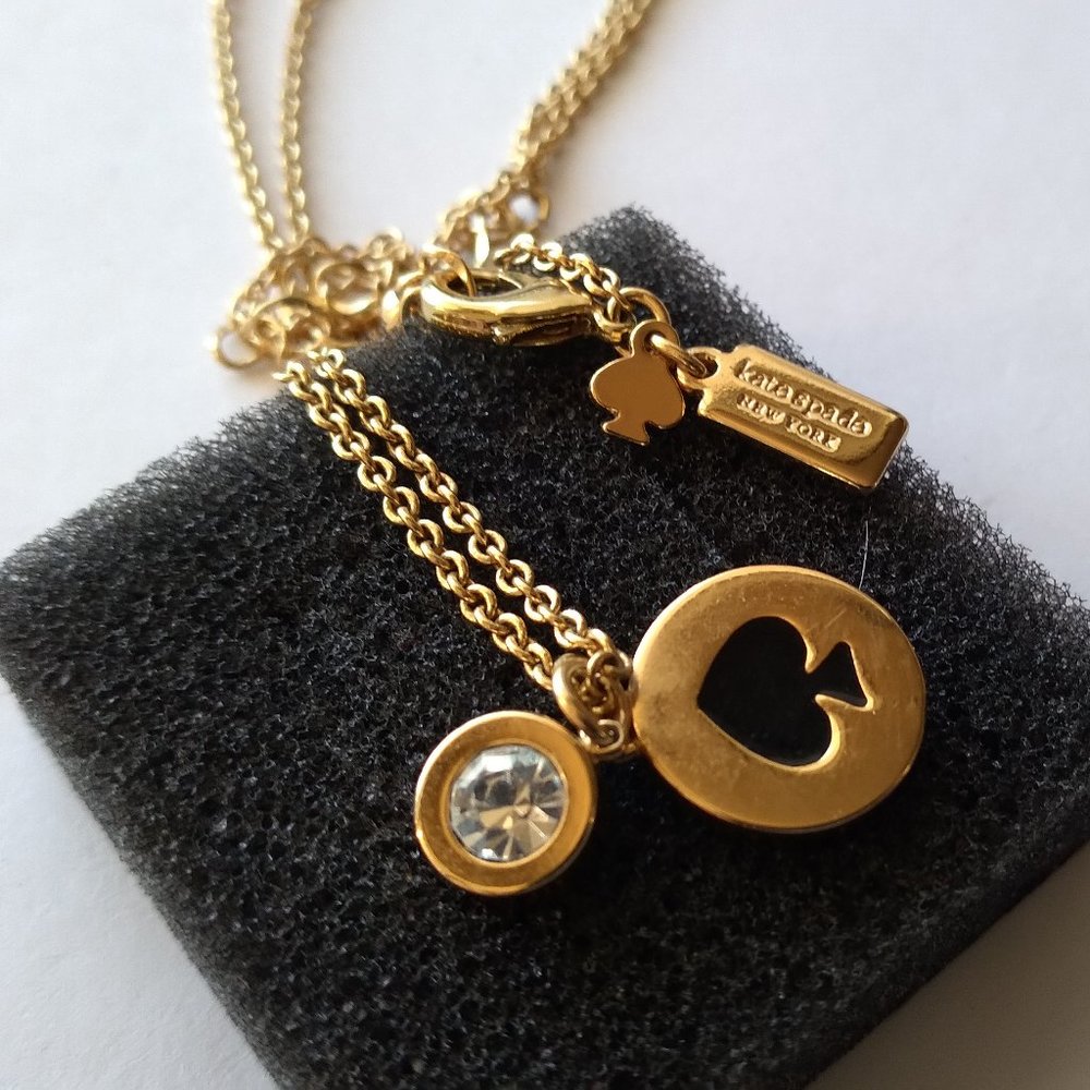 Kate spade ace of spade gold tone necklace with gem - Picture 2 of 5